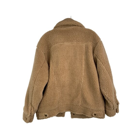 M New UGG Womens Camel Franke Trucker Sherpa Jacket Snap Satin Lined - Picture 5 of 8